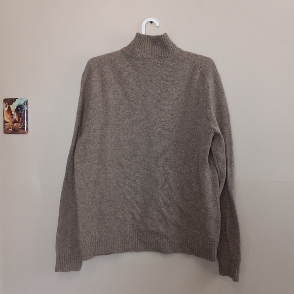 J.Crew Lambswool Tan High Neck Quarter Zip Mens Sweater Size L - Picture 2 of 3